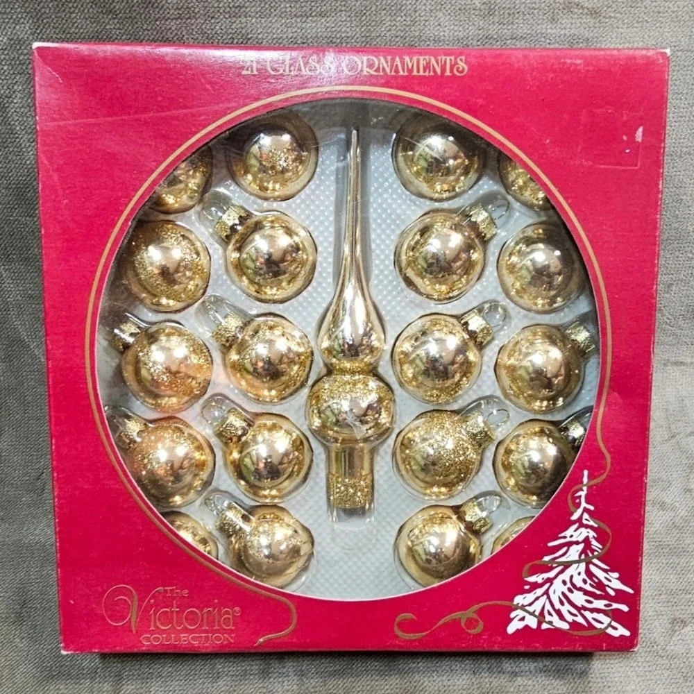 Lot VTG Mini Glass Christmas Ornaments Lot 5 Box Victoria Collection & Bradford